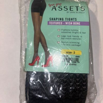 NWT Love Your Assets Shaping Tights, Textured Wish Bone, Black Size 2